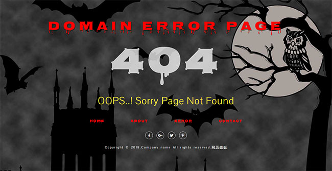 黑色炫酷风格的404错误网站模板下载