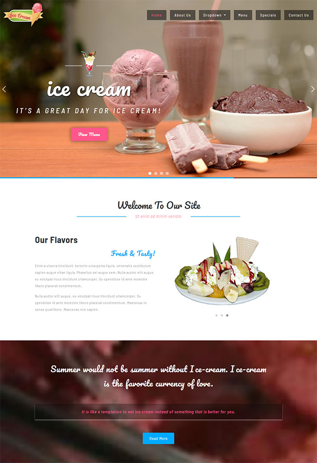 卡通可爱风格的冰淇淋网站模板下载