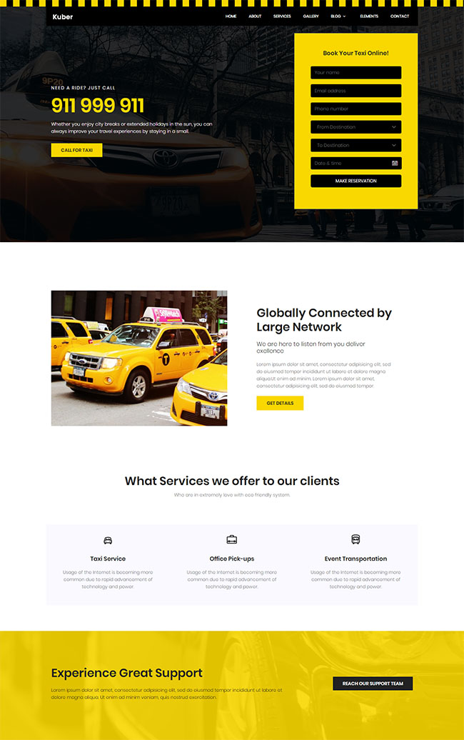 简洁精致风的出租车服务公司网站模板下载