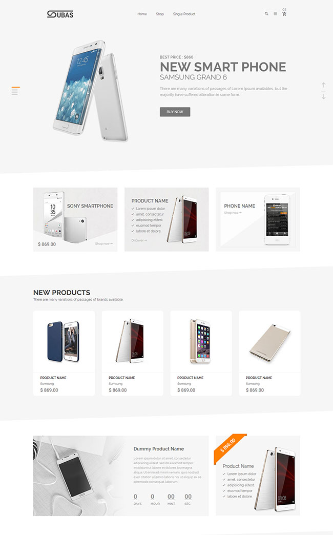 简洁白色的手机销售商城网站模板下载
