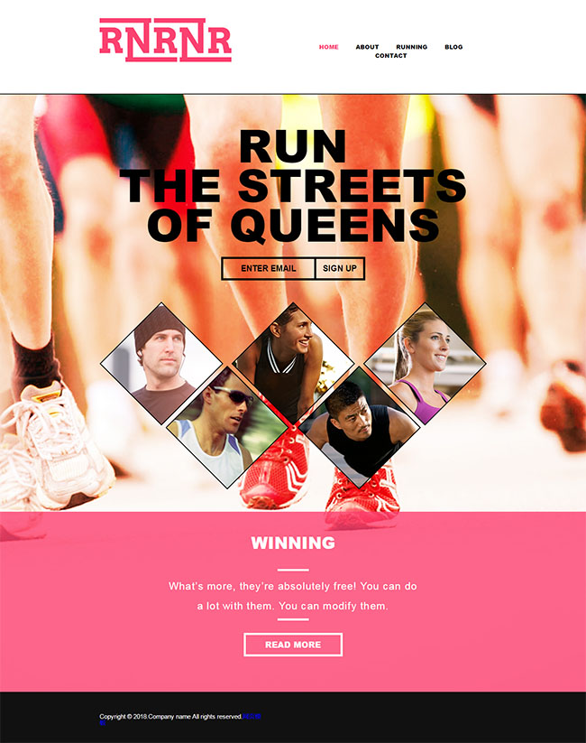 精致简洁风的跑步健身俱乐部网站模板下载