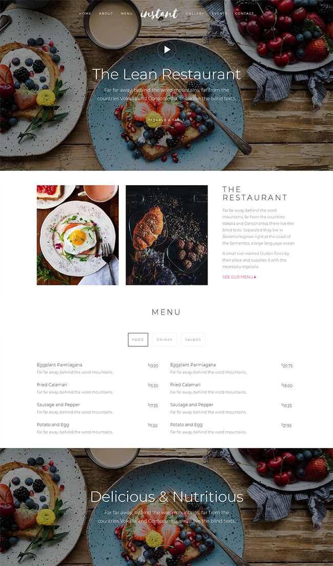 白色大气风格的餐饮企业网站模板