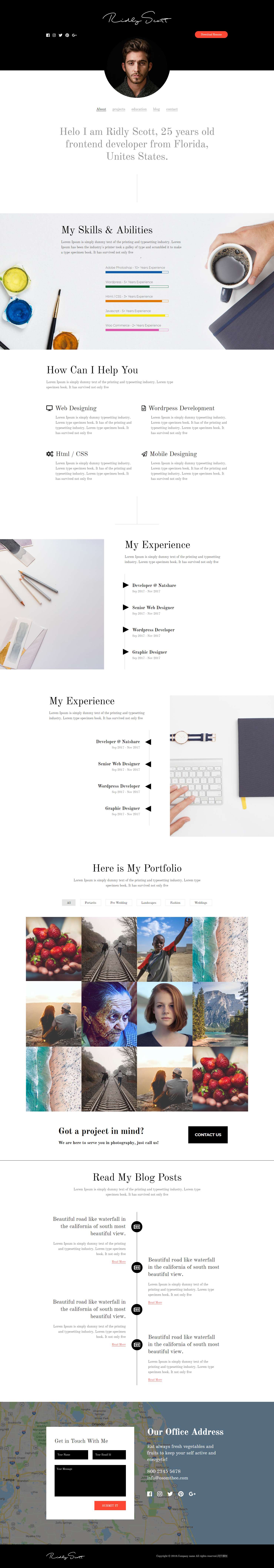 简洁风格的UI设计师作品展示博客网站模板下载