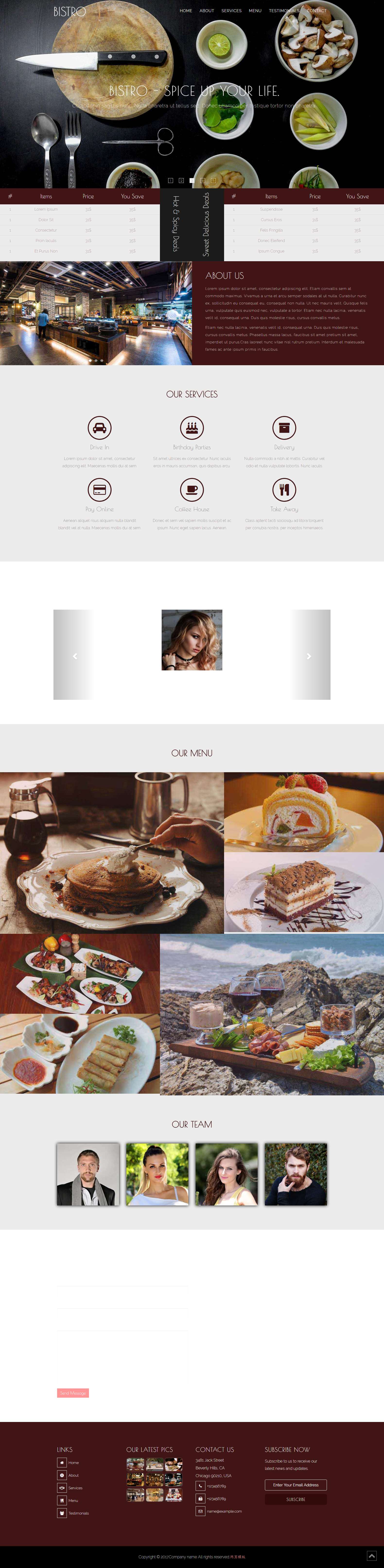 红色宽屏风格的美食食材网站模板下载