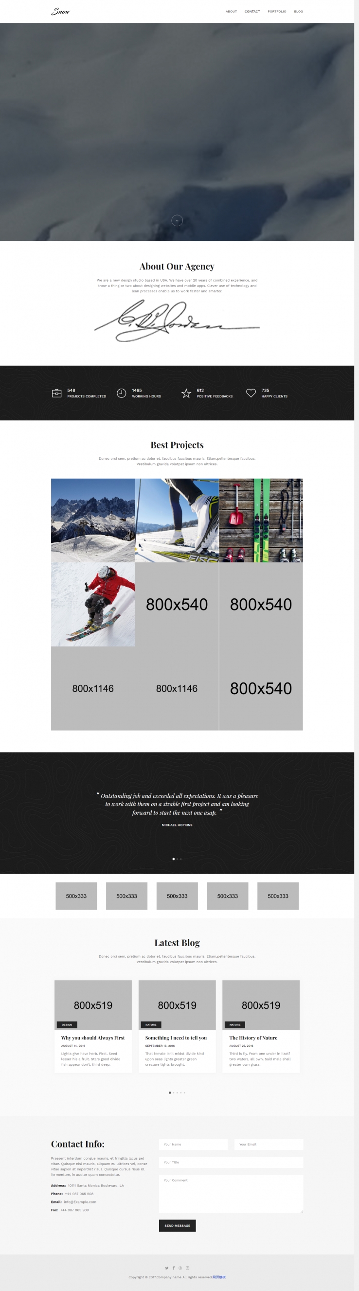 白色扁平化风格的滑雪运动体育项目模板