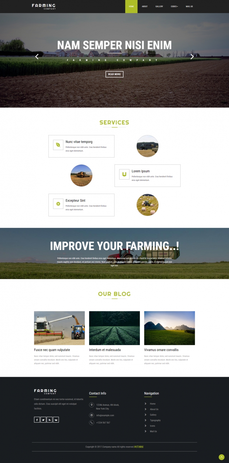 黑色宽屏风格的水稻种植网站模板下载