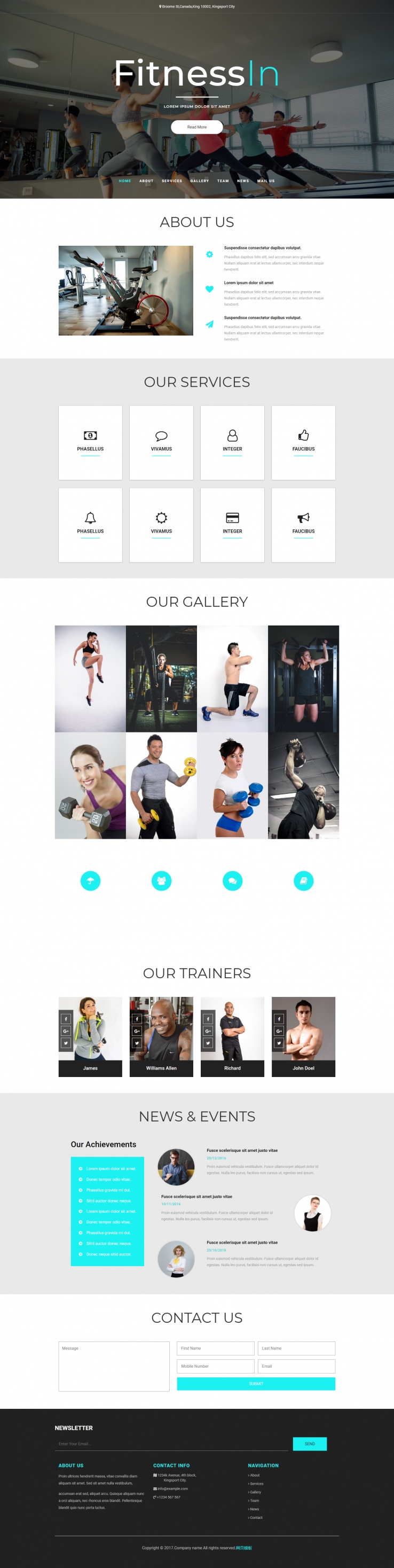 黑色宽屏风格运动健身企业网站模板