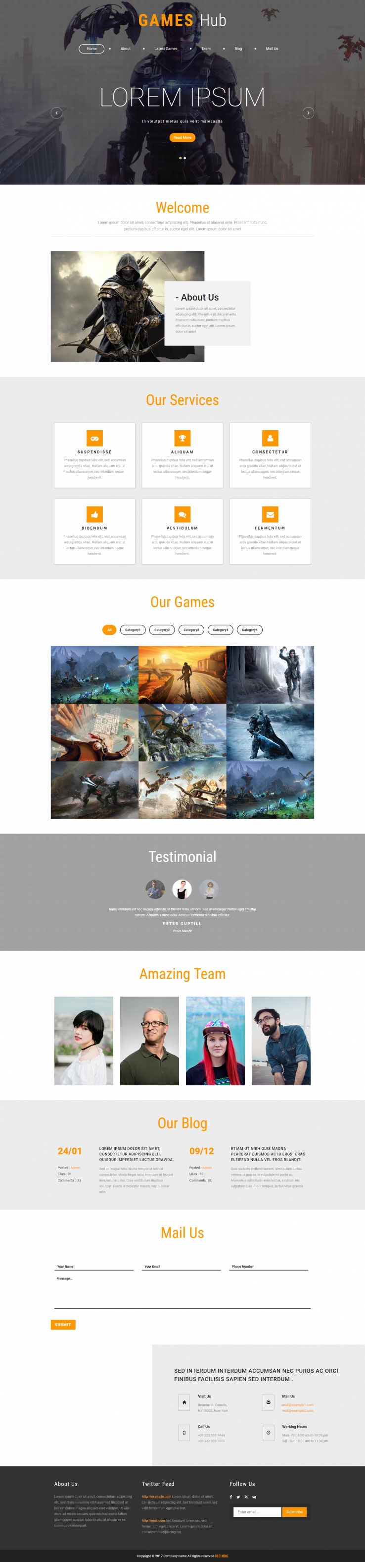 白色宽屏风格的网页游戏开发公司网站模板
