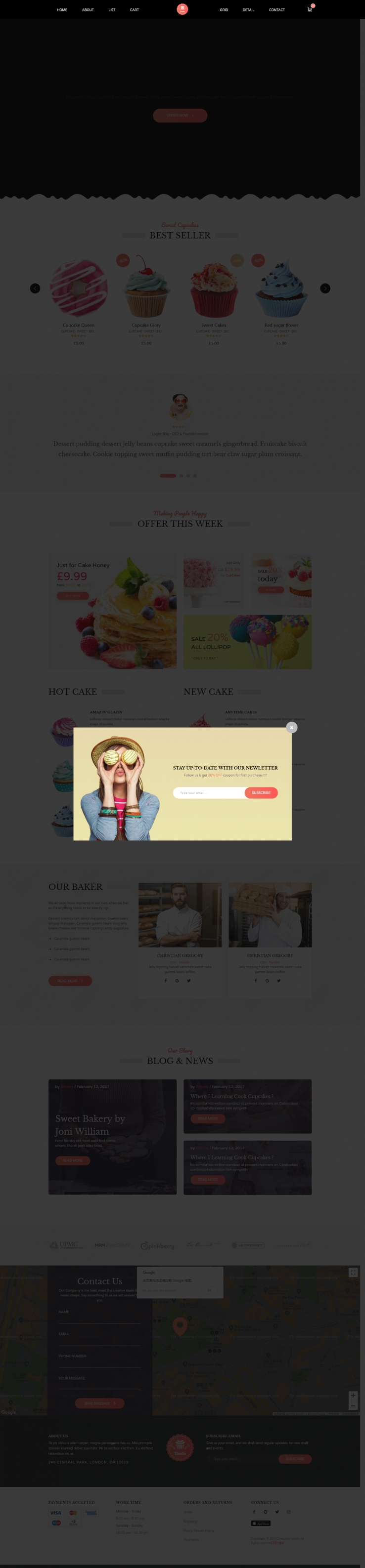 简洁白色风格的面包店网站模板下载