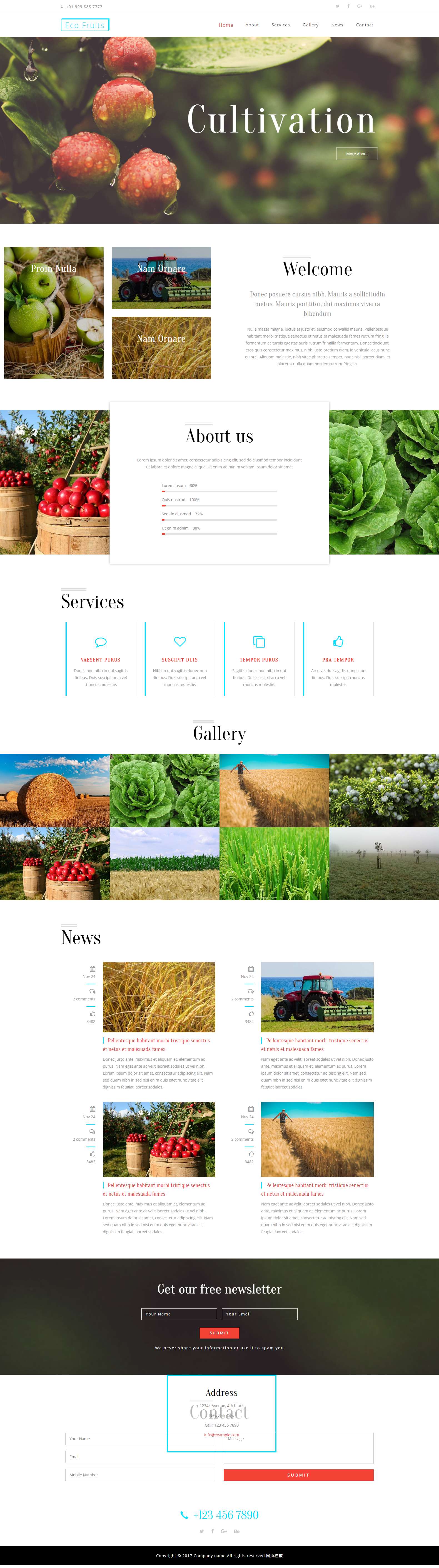 白色宽屏风格的农家乐有机蔬菜企业网站模板