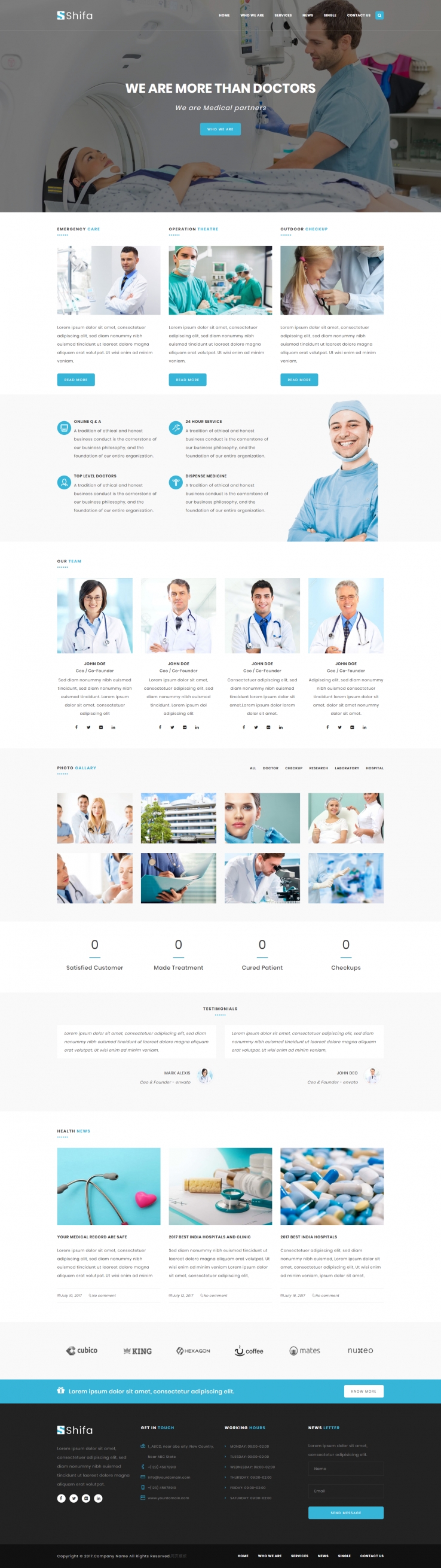 白色宽屏风格的医疗健康体检企业网站模板