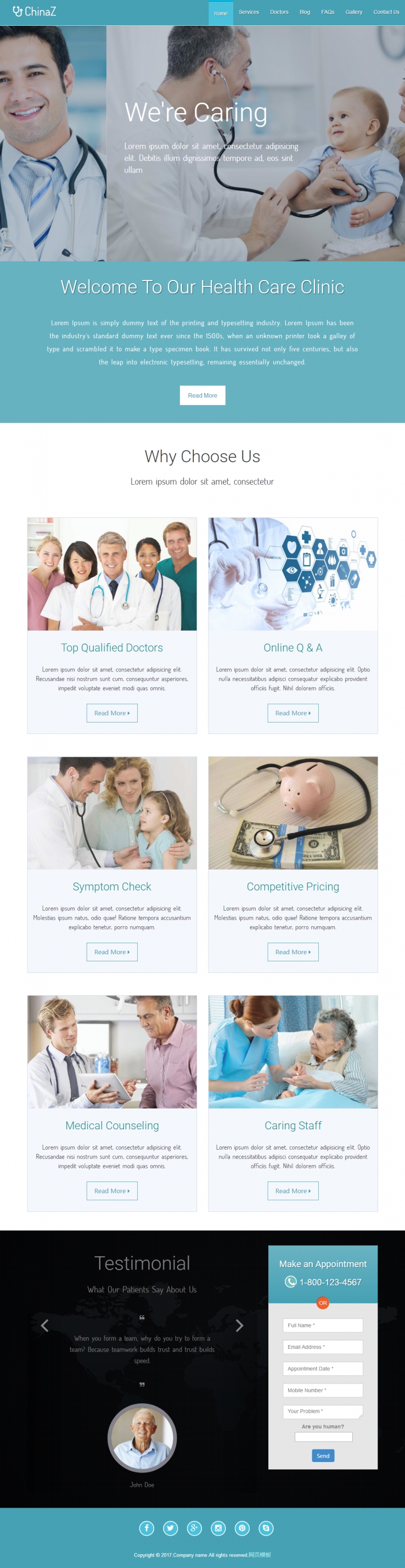 蓝色大气风格的医疗器械企业网站模板