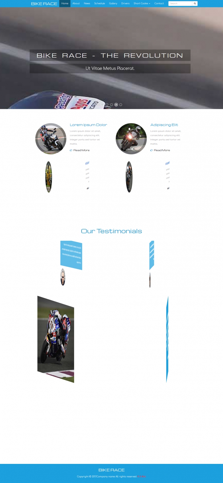 蓝色宽屏风格的摩瑞摩托车企业网站模板
