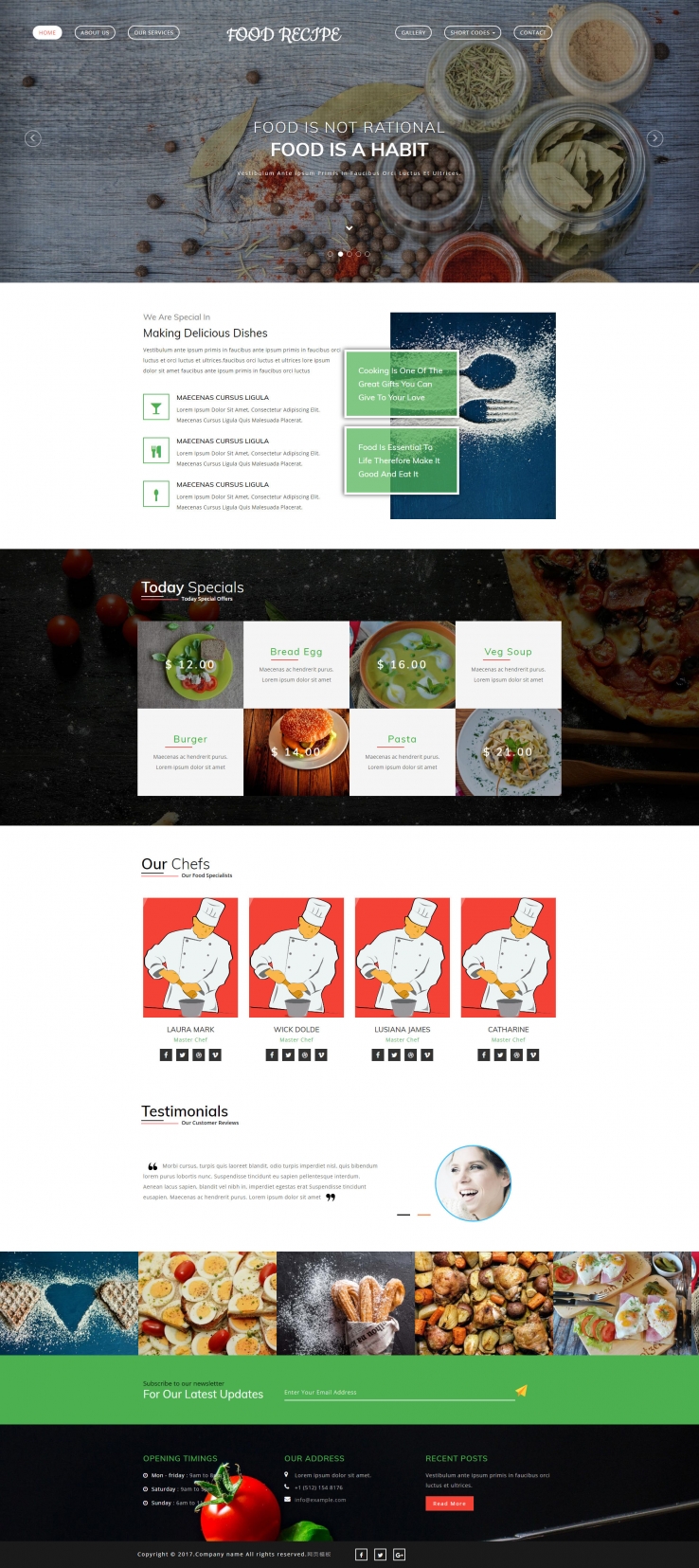 响应式精美的美食行业网站模板下载