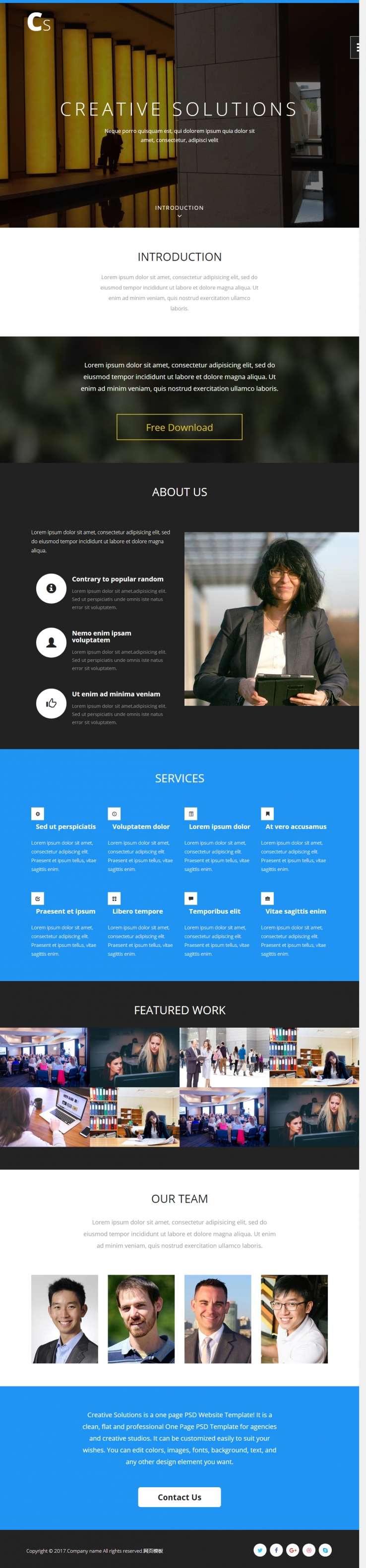 简洁白色风格的创意解决方案企业网站模板