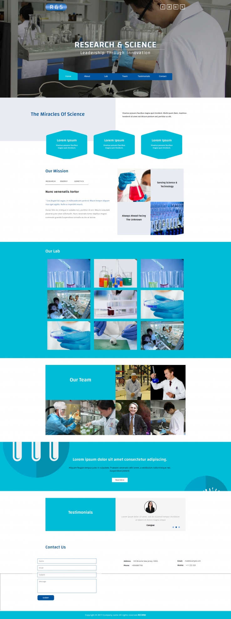 蓝色简洁风格的化学研究实验室模板下载