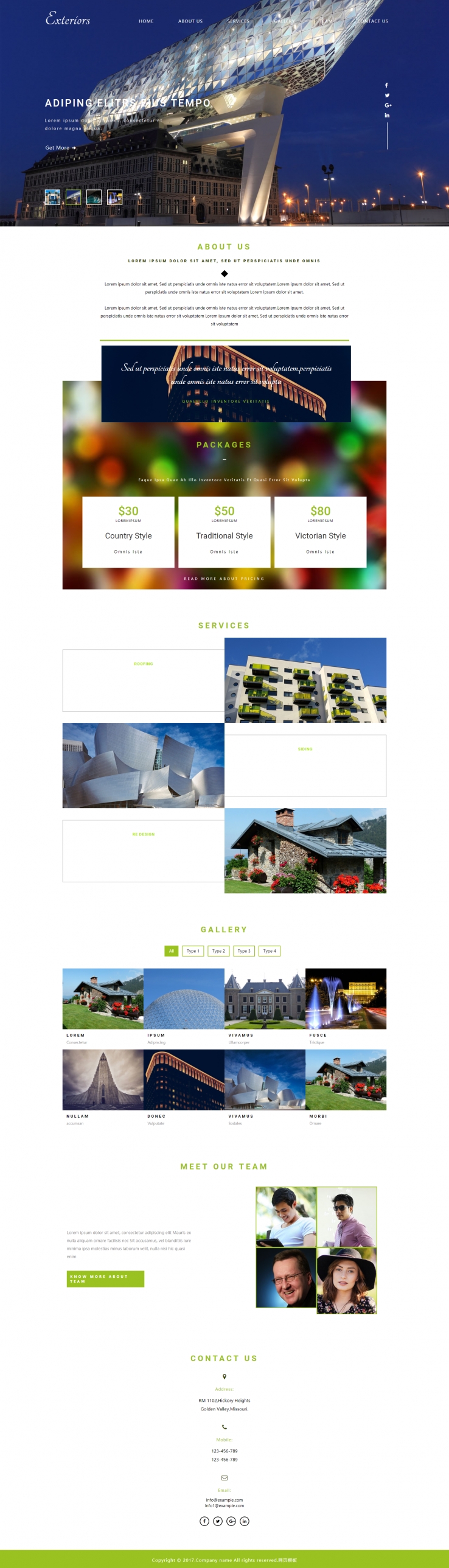 白色宽屏风格的大图幻灯建筑企业网站模板