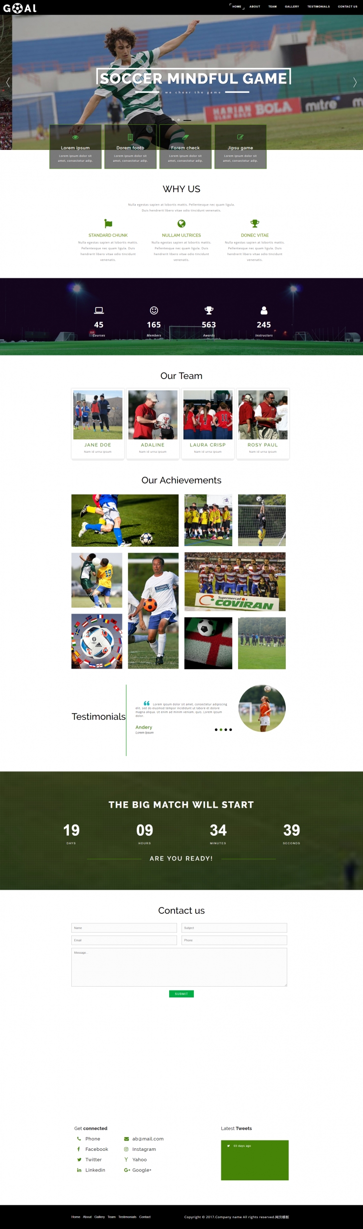 绿色风格的足球企业网站模板下载