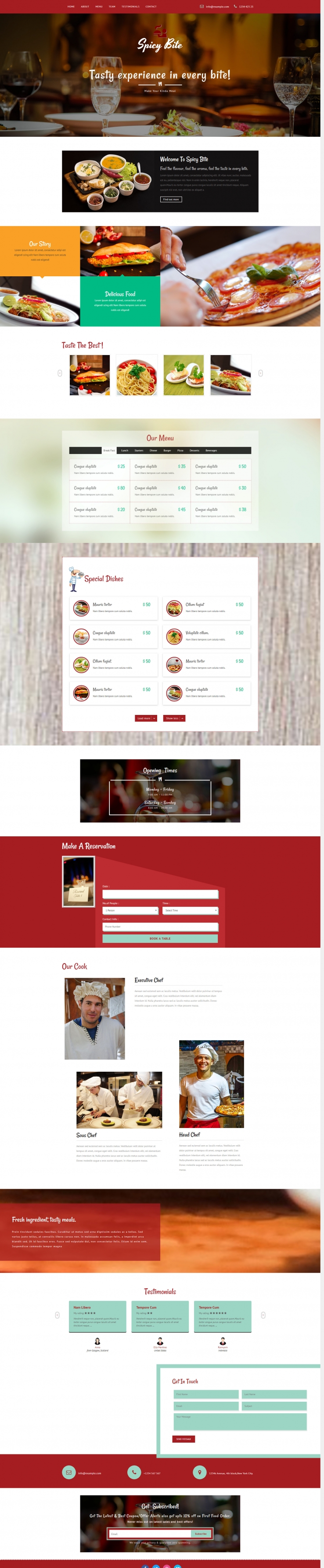 红色大气风的美食餐饮网站模板下载