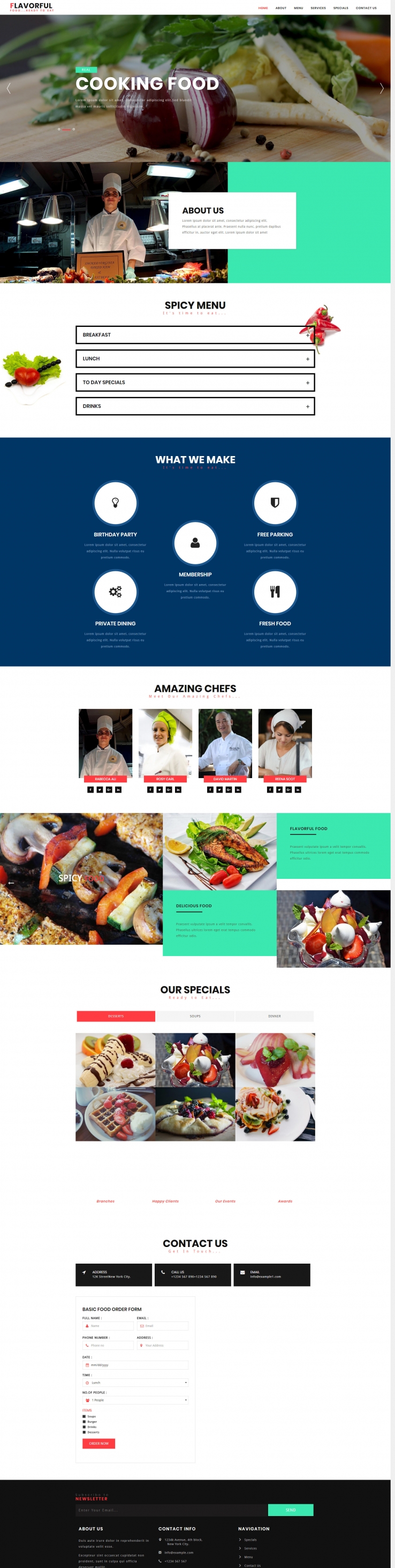 单页响应式的美食网站模板下载