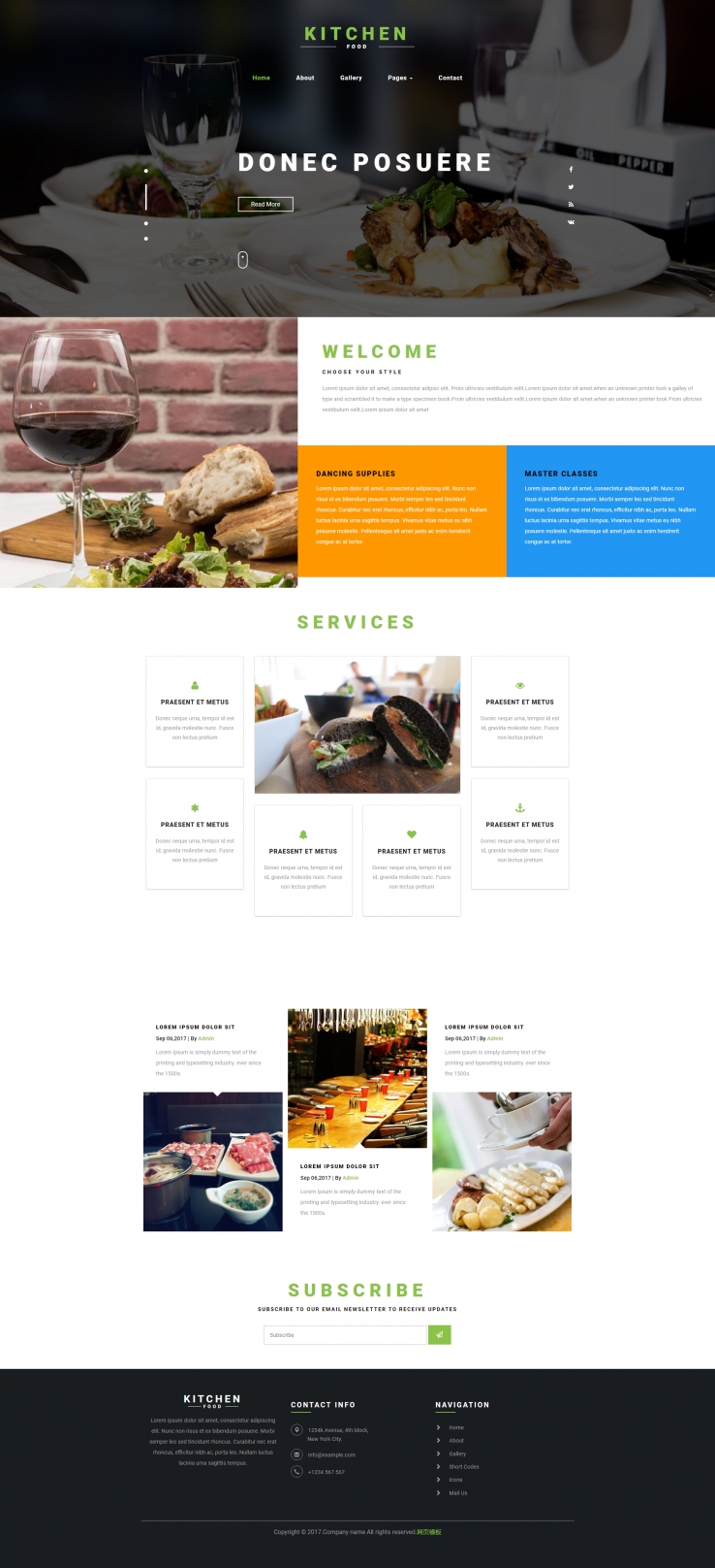 宽屏简洁风的美食行业网站模板下载