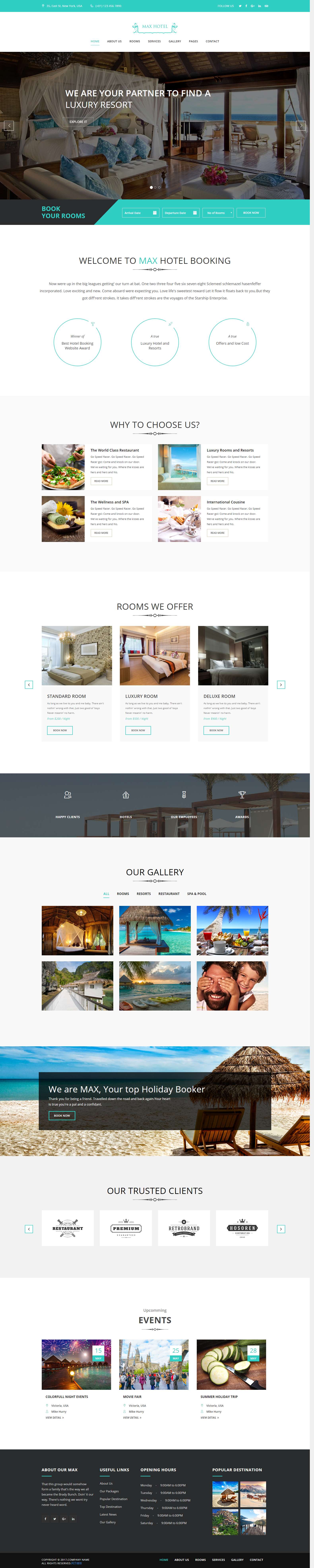 绿色简洁风格的酒店在线预订企业网站模板
