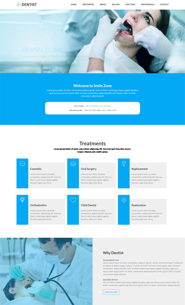 蓝色清新大气的卫生医疗网站模板下载