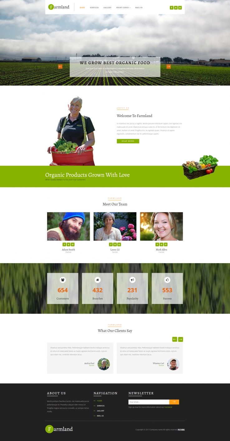 绿色精致风的蔬菜种植网站模板下载