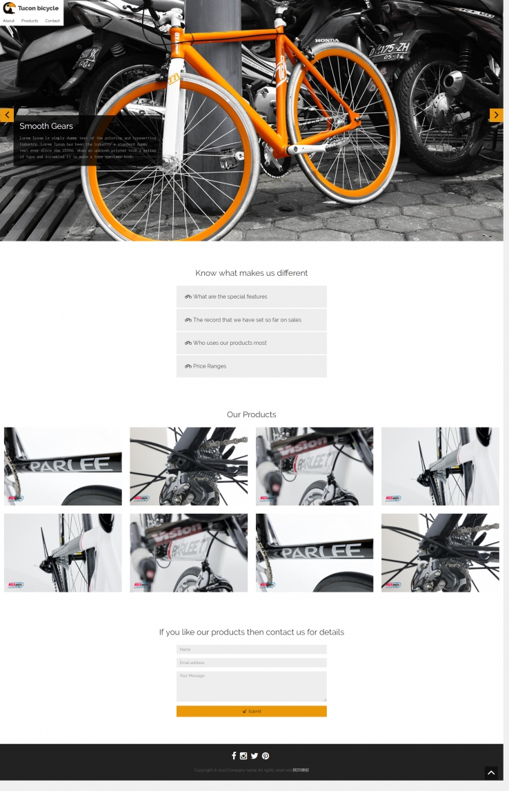 简洁大气风的自行车企业商务网站模板下载