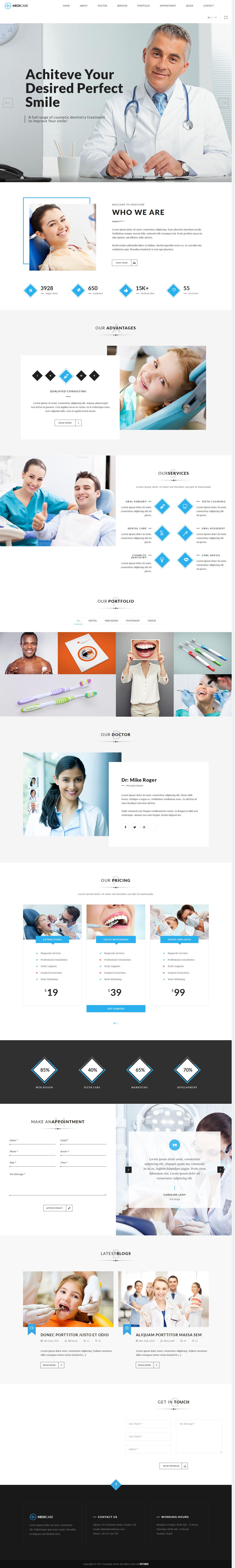 简洁白色风格的牙医网站HTML5模板下载