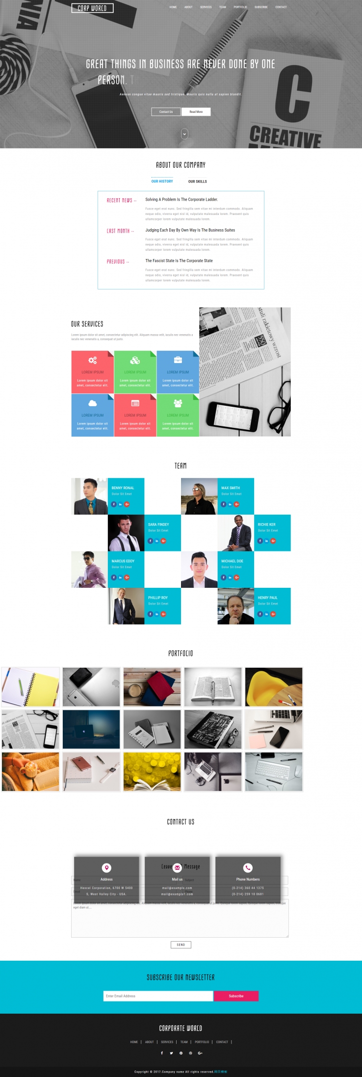 白色简洁精致的企业设计网站模板下载