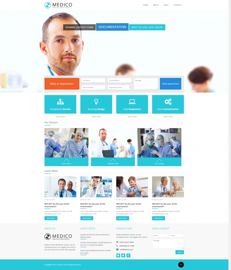 淡蓝色简洁风的医疗健康网站模板下载