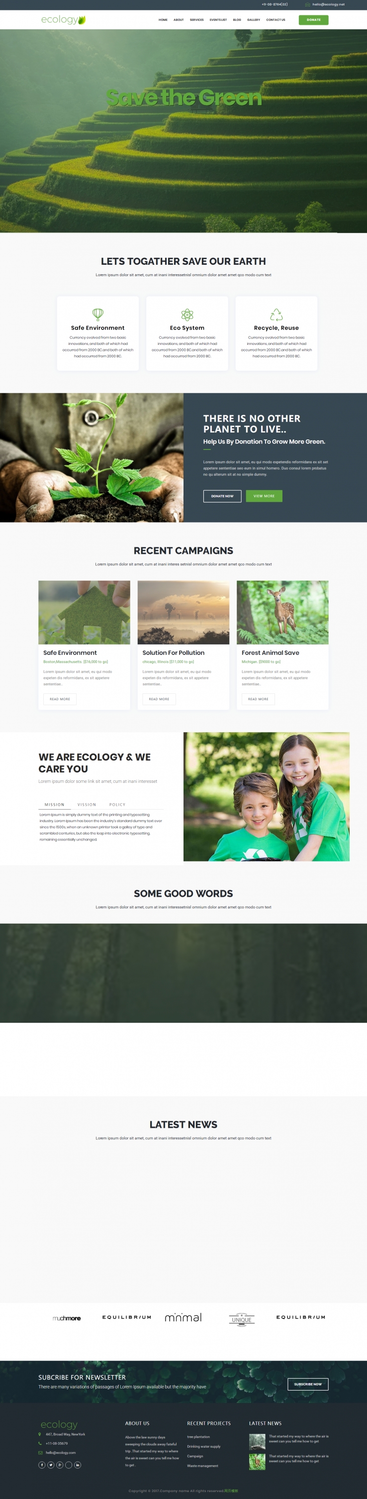 简洁绿色风格的生态农业HTML5模板