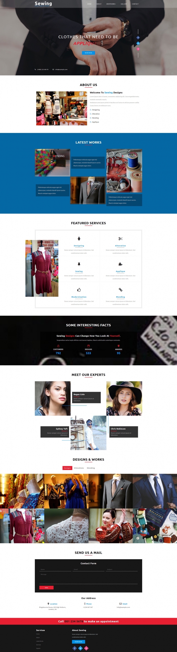 精致大气风的服装缝纫企业网站模板下载
