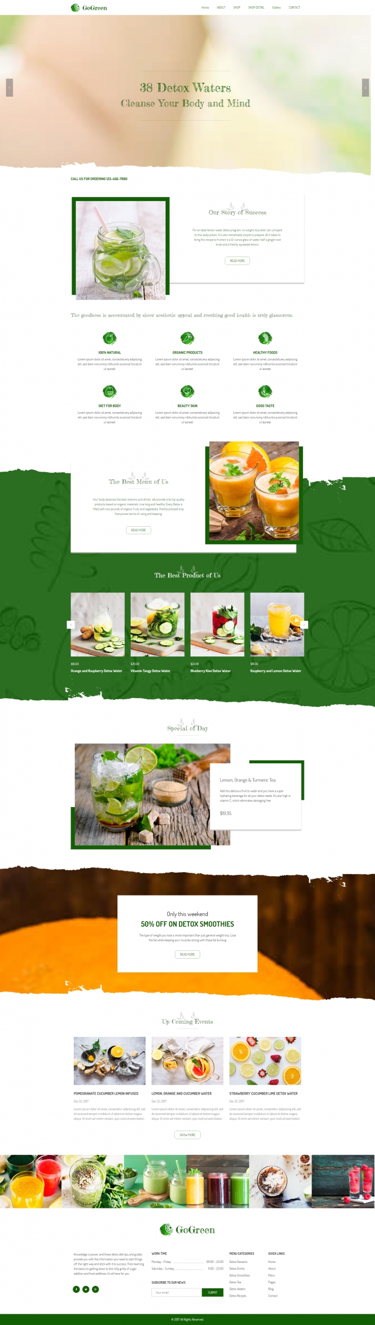 绿色简洁的果蔬餐饮网站模板下载