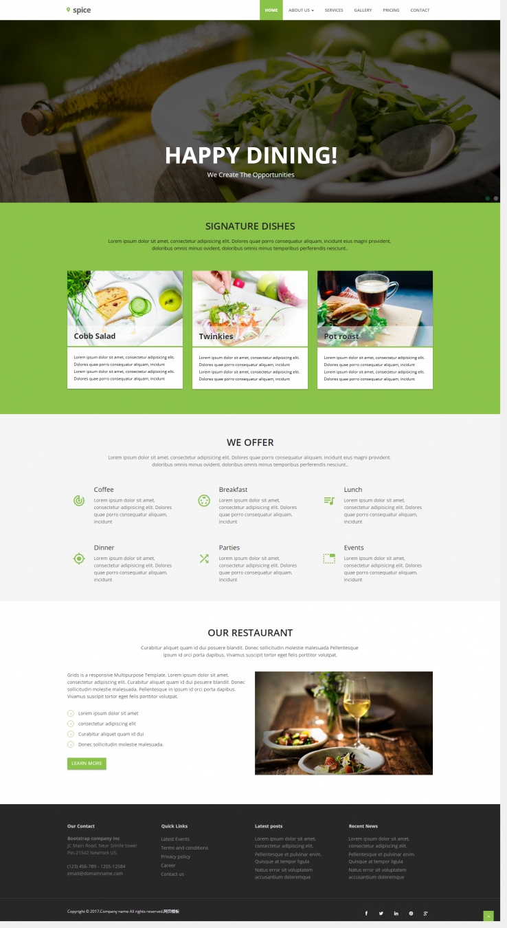 简洁绿色风格的饮食养生HTML5模板下载