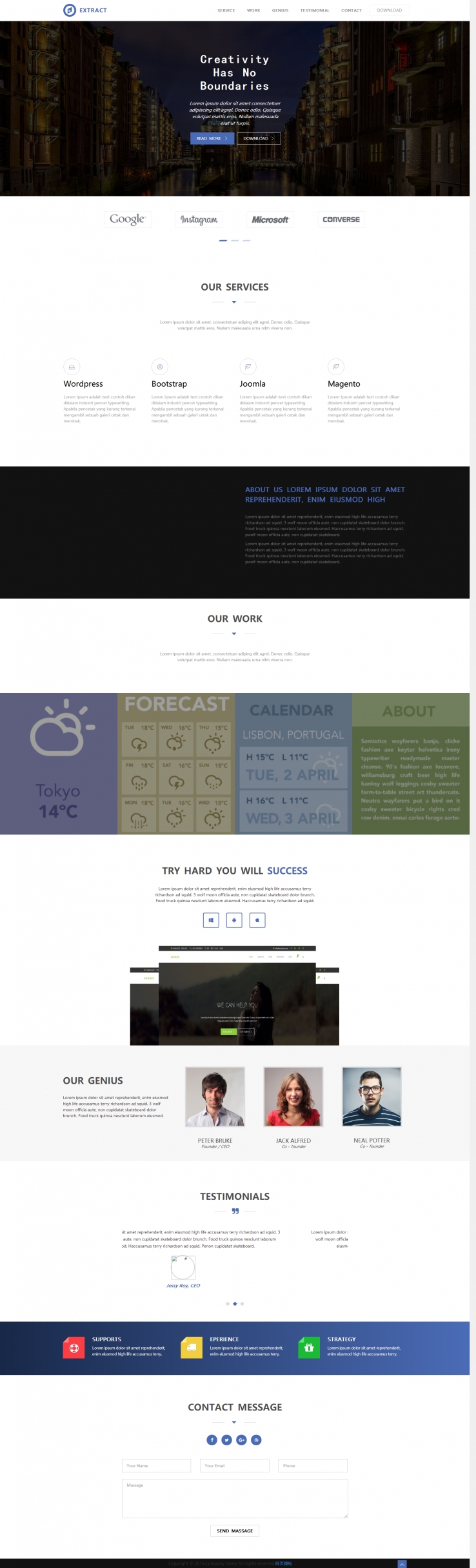 白色大气风格的CSS3个人博客模板下载