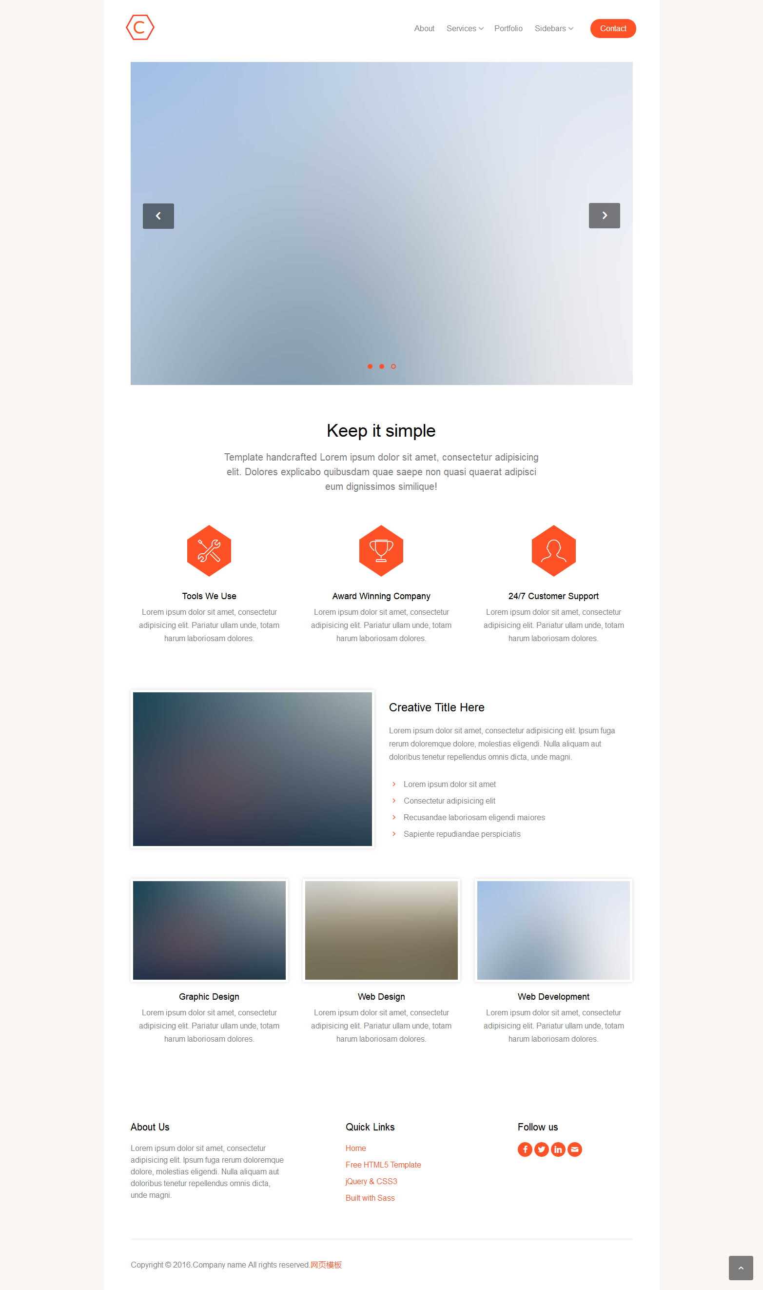 简洁橙色风格的HTML5公司网站模板