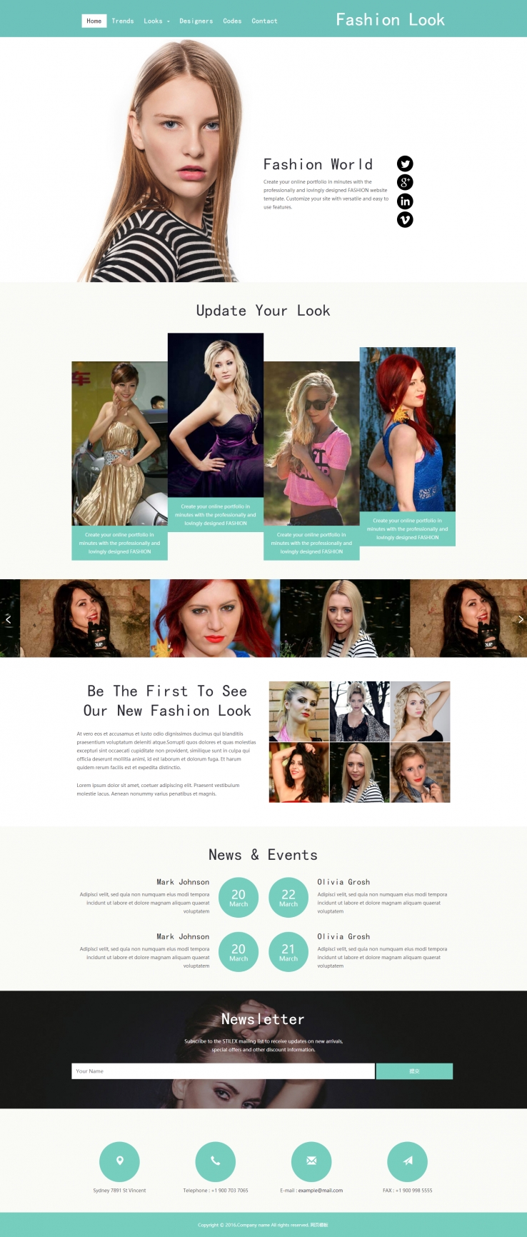 简洁蓝色风格的时尚女性发型网站模板下载