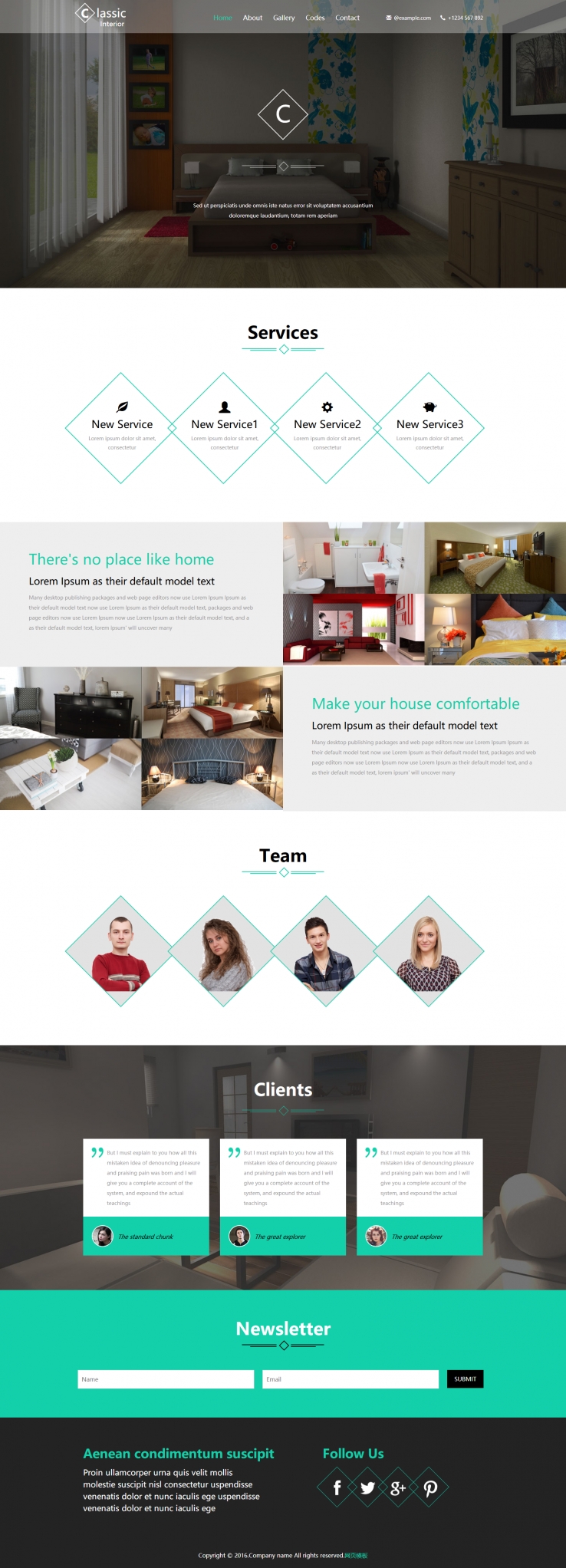 简洁白色风格的室内设计企业网站模板