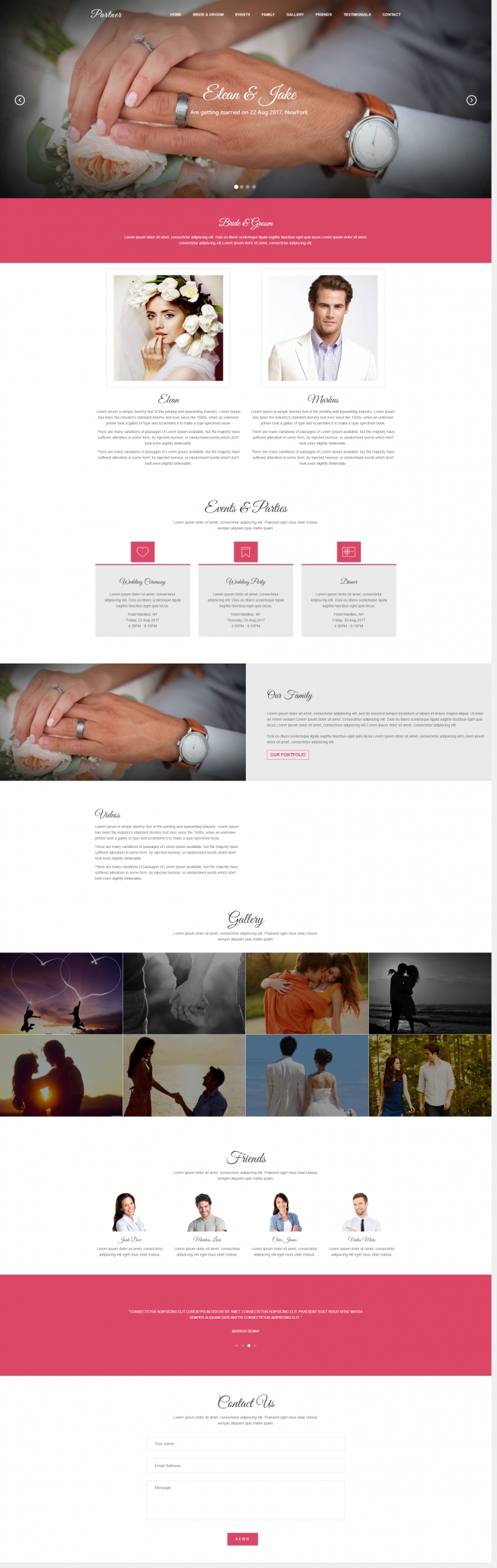 粉色大气的婚礼策划网站模板下载
