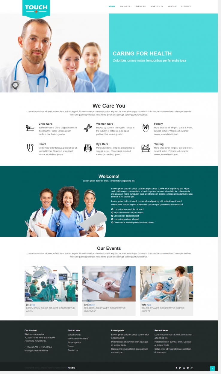简洁蓝色风格的健康医疗网站模板下载