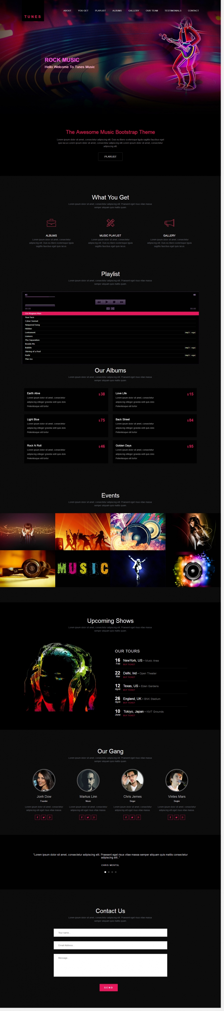 黑色炫酷风格的音乐网站模板下载