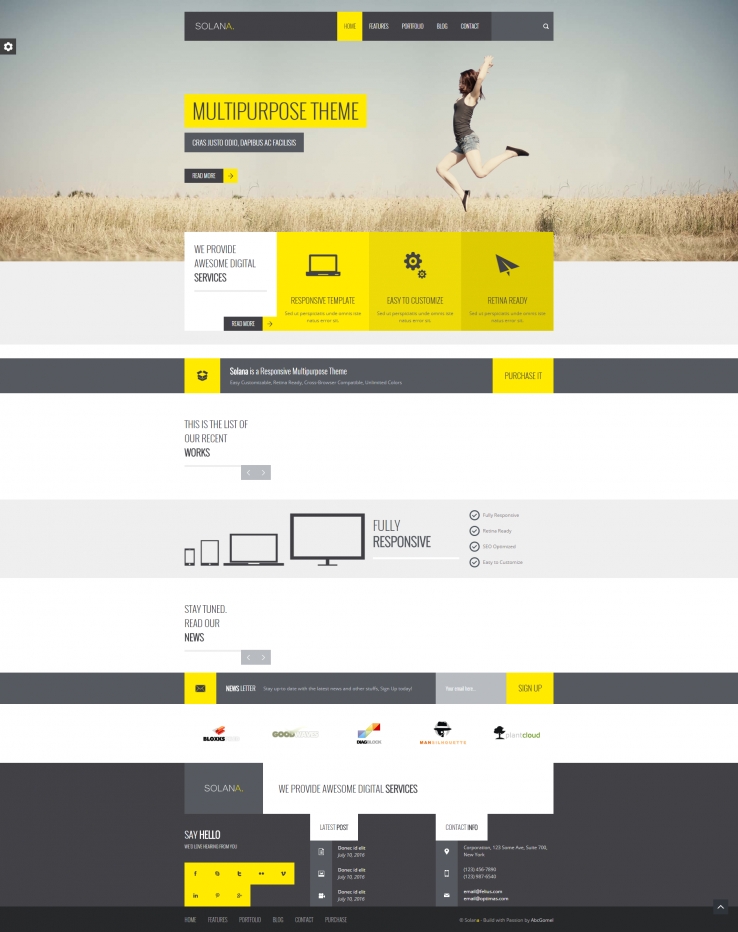 响应式黄色精致的公司网站模板下载
