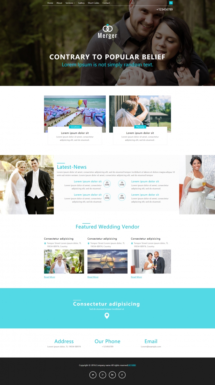 简洁精致风的婚礼策划工作室网站模板下载