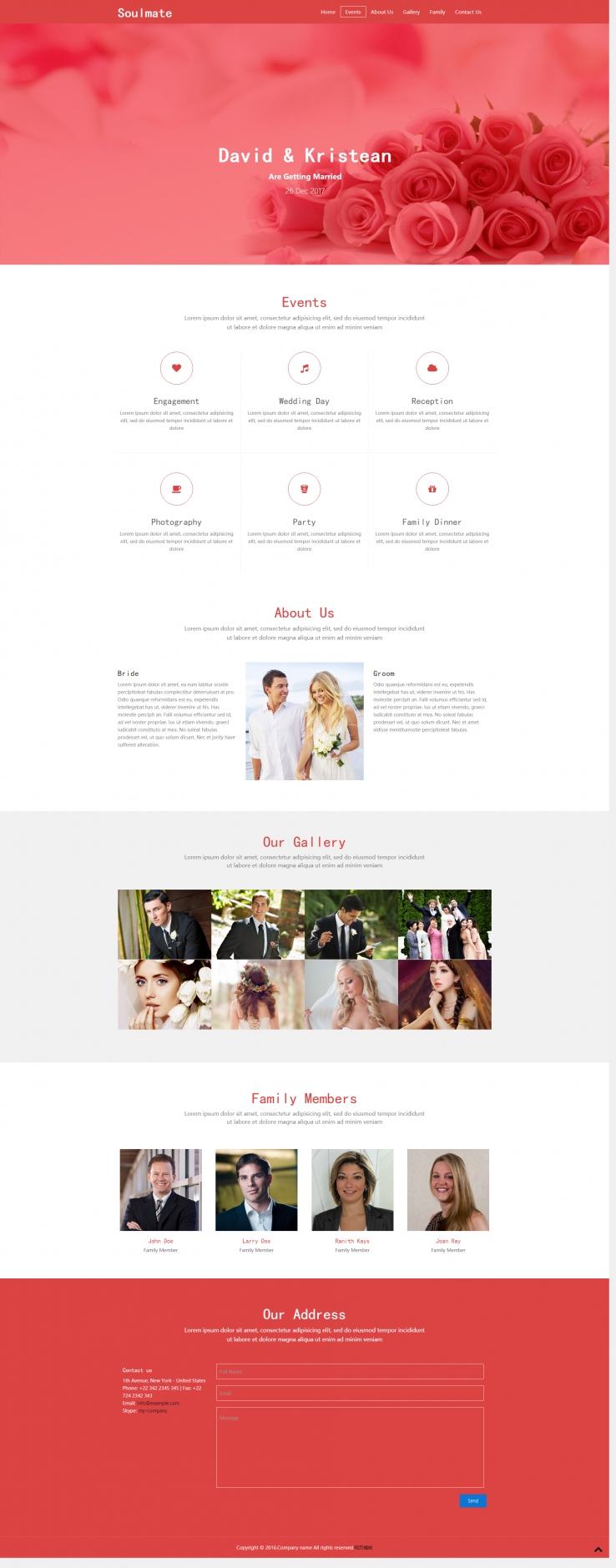 粉红色浪漫风的婚纱企业网站模板下载