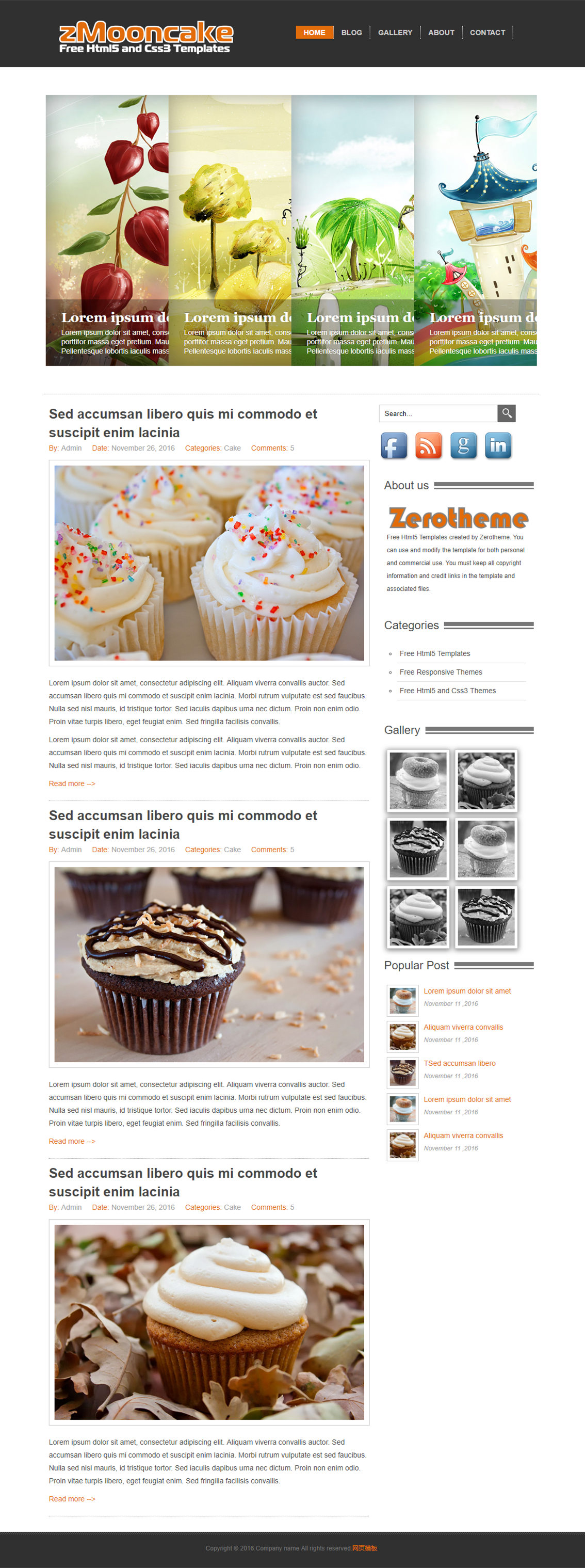简洁风格的食品蛋糕DIY网站模板下载