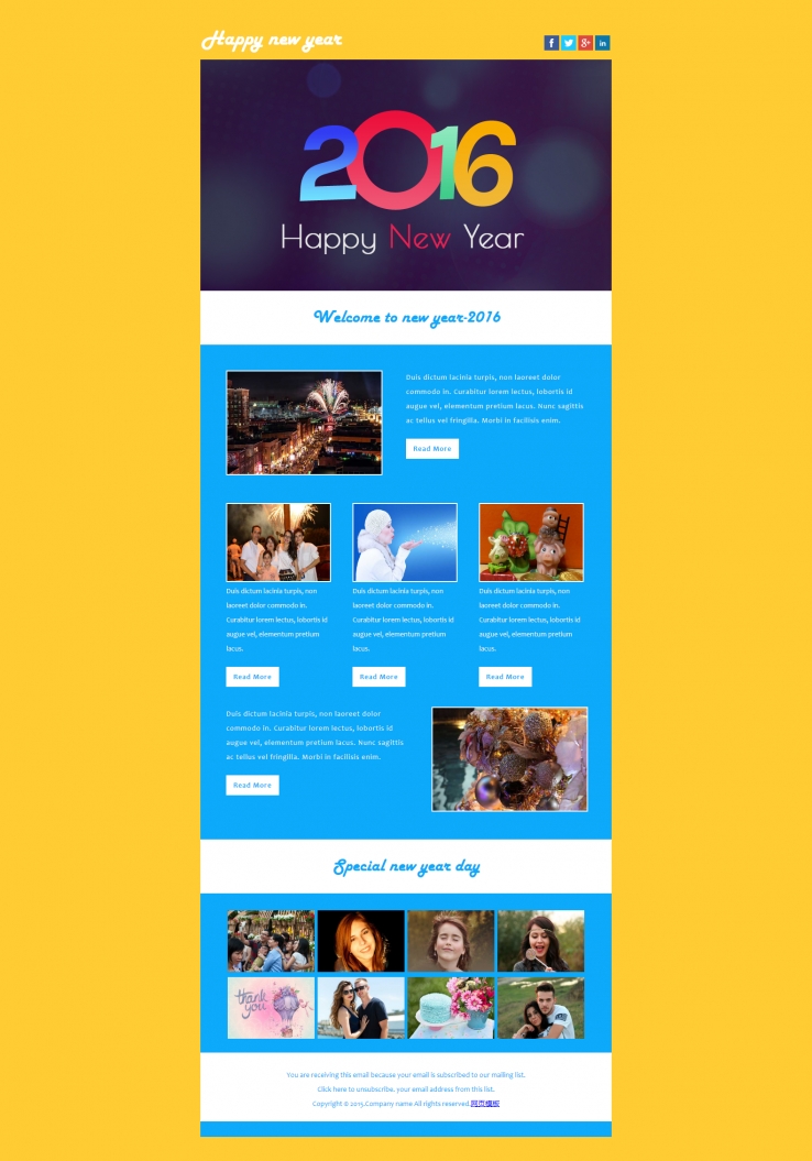 彩色简洁风格的2016专题页面模板下载
