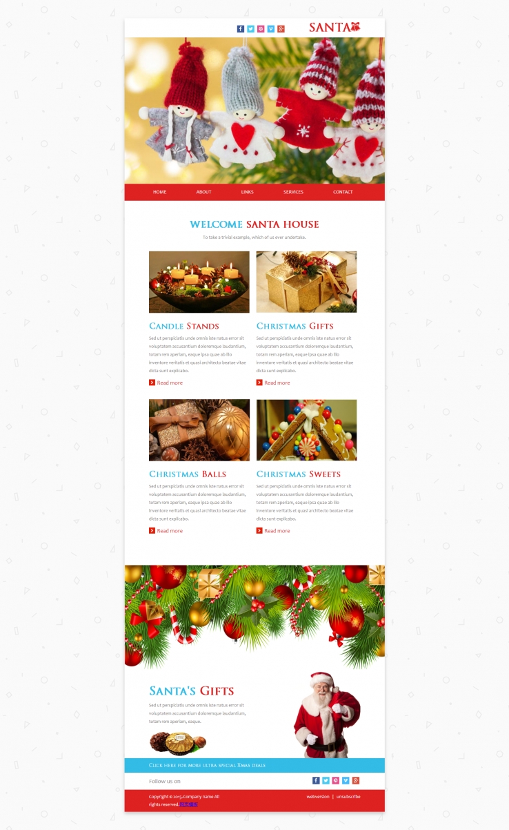 红色扁平化风格的圣诞节网站模板下载