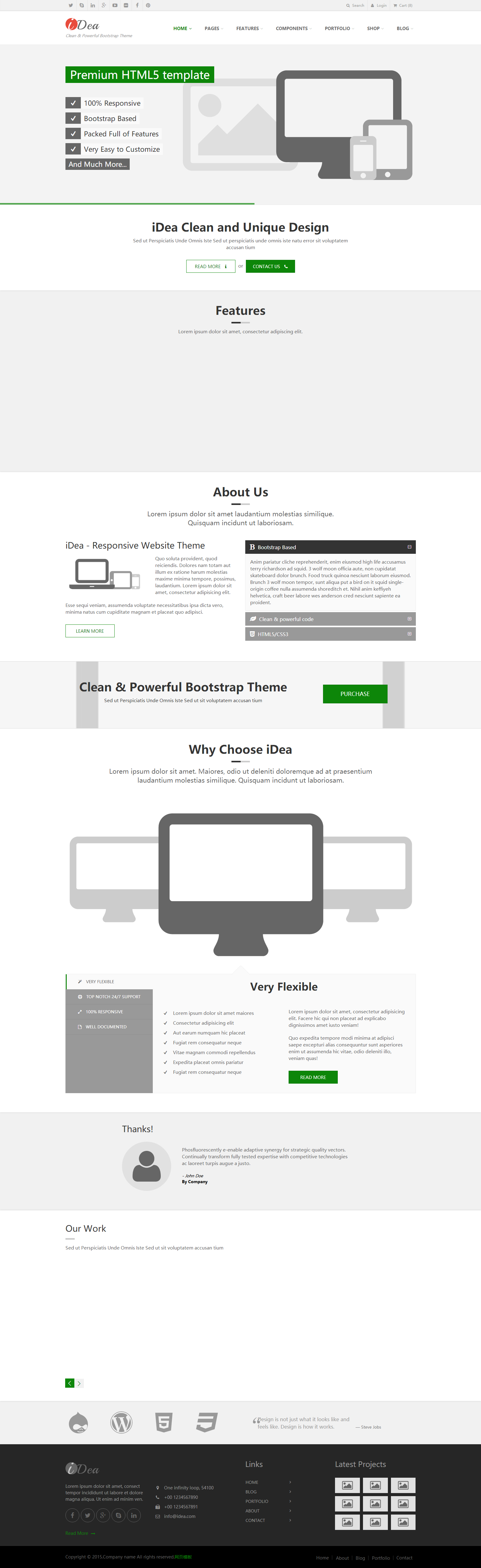 简洁白色风格的互联网bootstrap企业网站模板